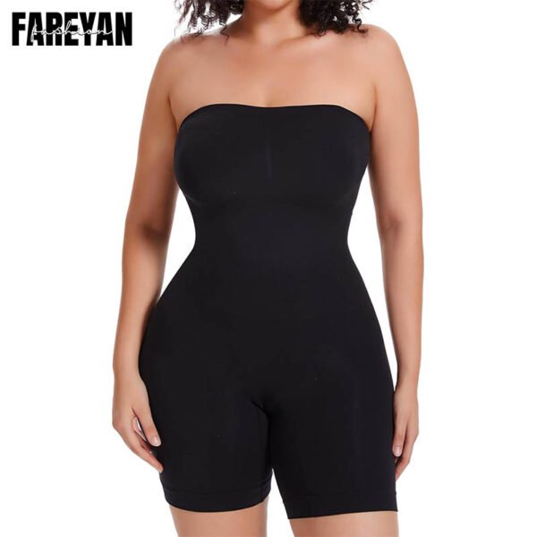 Fareyan mid thigh sculpt shapewear bodysuit in black color