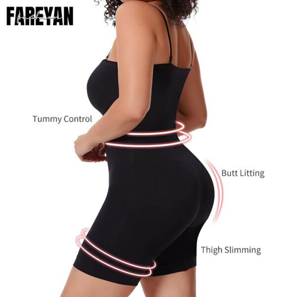 Fareyan mid thigh sculpt shapewear bodysuit in black color