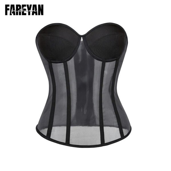 Fareyan Blace Strapless Lace corset Mesh bodysuit