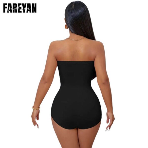 back view of Fareyan strapless sexy thong bodysuit