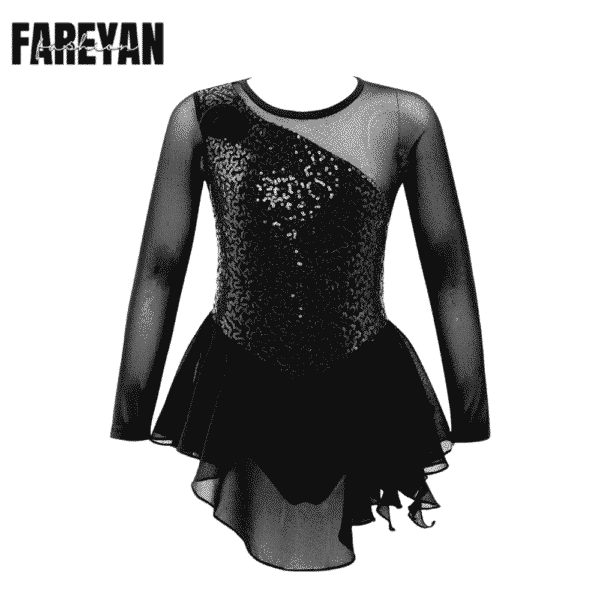 Toddlers Mesh Skirted Dance Gymnastics Leotards with Long Sleeve - Image 4