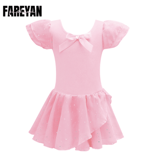 Girls Glitter Leotards with Tutu Skirt & Ruffle Sleeves - Image 3