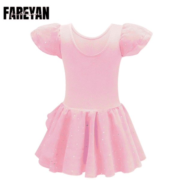 Girls Glitter Leotards with Tutu Skirt & Ruffle Sleeves - Image 5