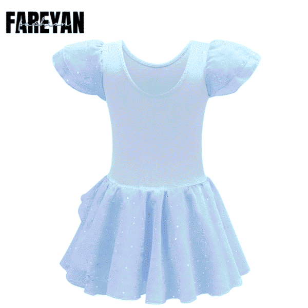 Girls Glitter Leotards with Tutu Skirt & Ruffle Sleeves - Image 4