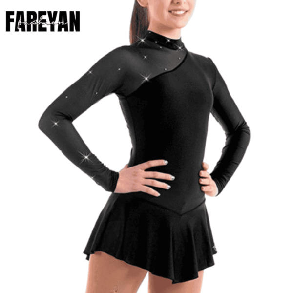 Girls Gymnastic Skirted Leotard with Mock Neck For Kids