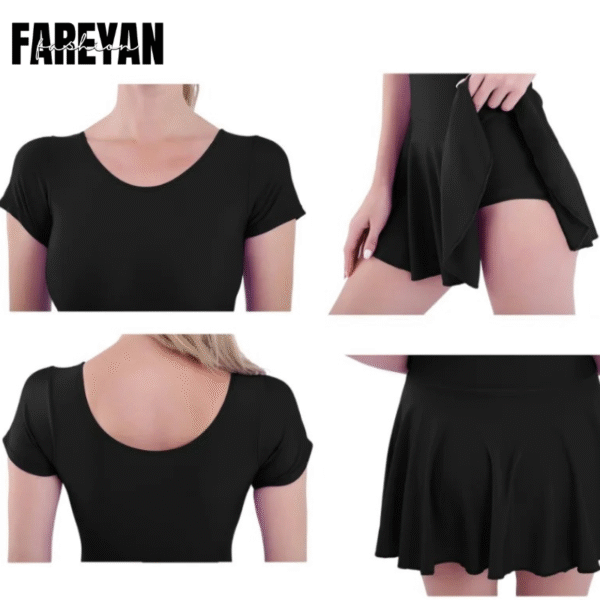 Womens Ballet Skirted Leotard with Short Sleeves - Image 8