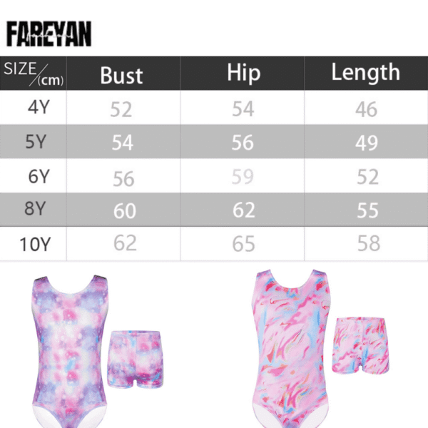 Sleeveless Dance Gymnastics Leotards for Girls with Shorts Set (4-10Y) - Image 6