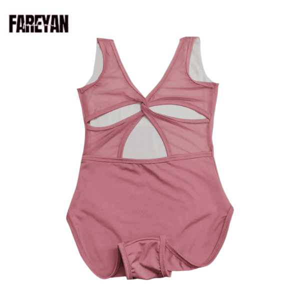 Women Ballet Stand Collar Pleated Mesh Splice Leotards - Image 9