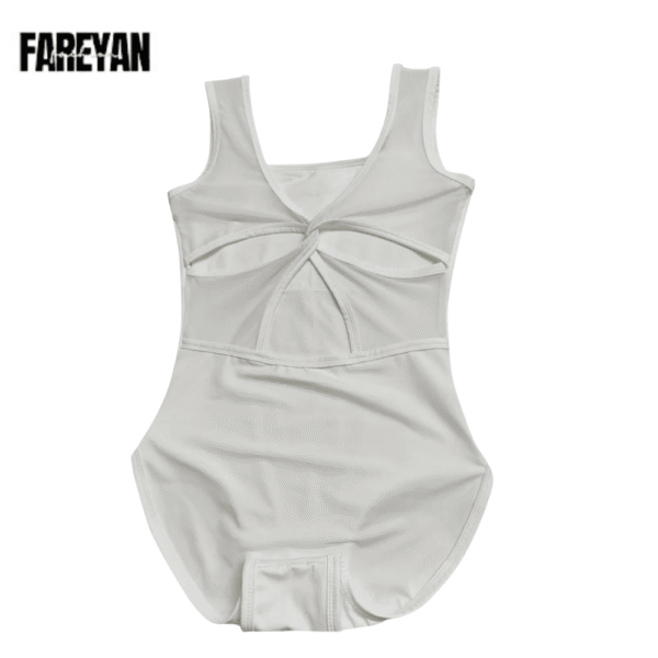 Women Ballet Stand Collar Pleated Mesh Splice Leotards - Image 8