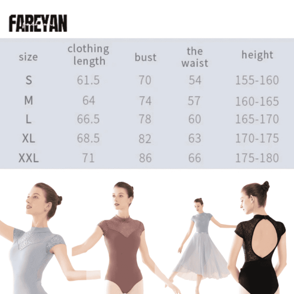 Women Ballet Lace Splice High Neck Leotard - Image 8