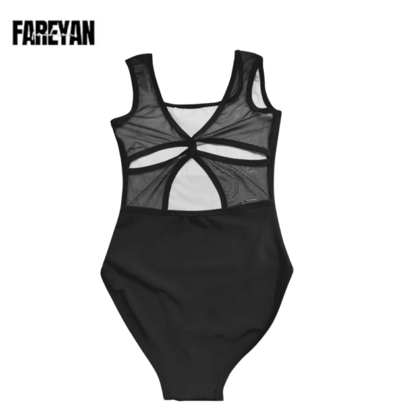 Women Ballet Stand Collar Pleated Mesh Splice Leotards - Image 7