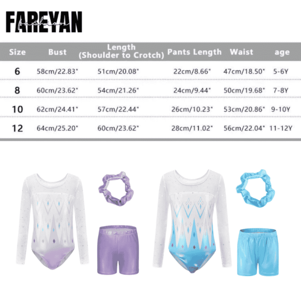Girls Dance Sparkly Gymnastic Leotard with Shorts & Hairband - Image 11