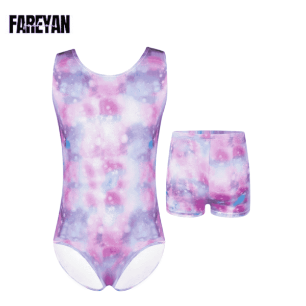 Sleeveless Dance Gymnastics Leotards for Girls with Shorts Set (4-10Y) - Image 2
