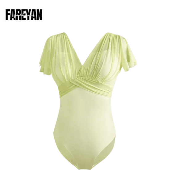 Woman Ballet V Back Short Sleeves Leotard - Image 7