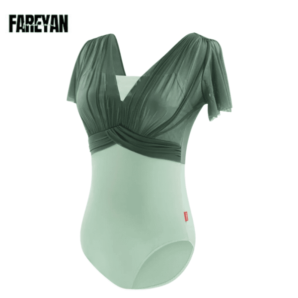 Woman Ballet V Back Short Sleeves Leotard - Image 6