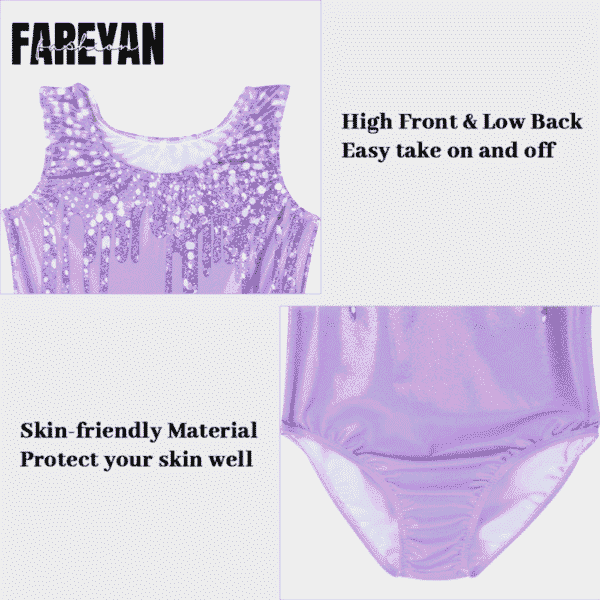Kids Sparkly Gymnastics Leotards with Shorts & Hairband - Image 4