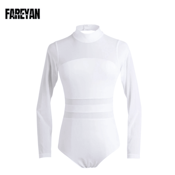 Woman Splice Dance Long Sleeves Leotard - Image 4