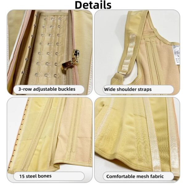 Underbust Waist Trainer with Zipper and Shoulder Straps - Image 10