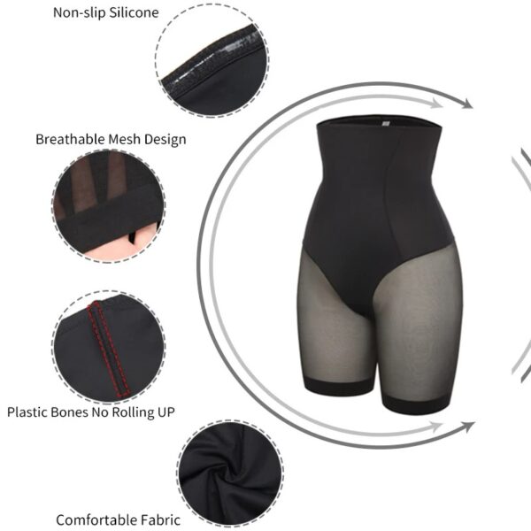 High Waisted Butt Lifting Shorts with Mesh Thigh Panels - Image 5